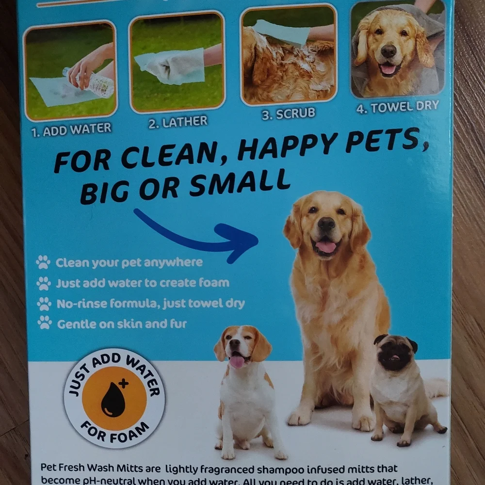 Pet Fresh Wash Mitts No Rinse Pet Cleaner New